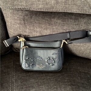 Kate Spade Navy Floral Embroidered Crossbody Bag